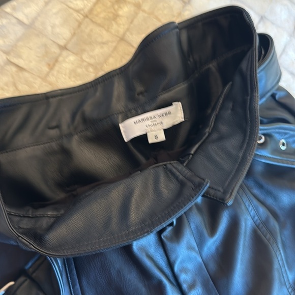 MARISSA WEBB BELTED LEATHER BARREL-LEG PANTS black sz 8 - Picture 6 of 11